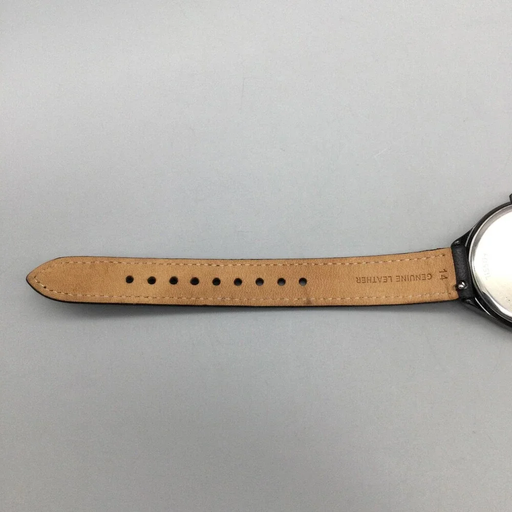 Fossil Womens Watch 36mm Gray Glitter Dial Black Leather BQ3117 New Battery